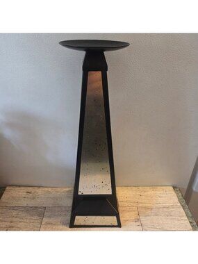 Black & Gold-tone Pillar Candle Holder 13" Tall for 3" Candles